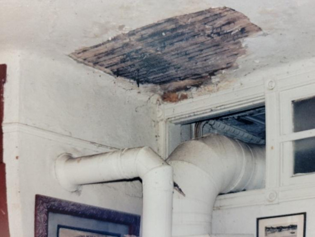 Typical of the ceiling conditions - this was over the current bar in the round room